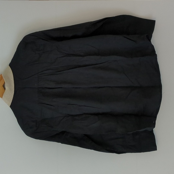 J. Crew Soutache Trim Tunic In Cotton Voile Black Shirt Cream Embellishments XS - Picture 5 of 5